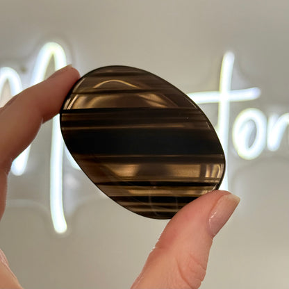 Midnight Lace Obsidian Flat Palm Stone