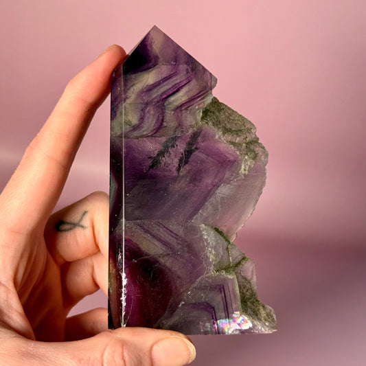 Rainbow Fluorite Raw Sided Tower