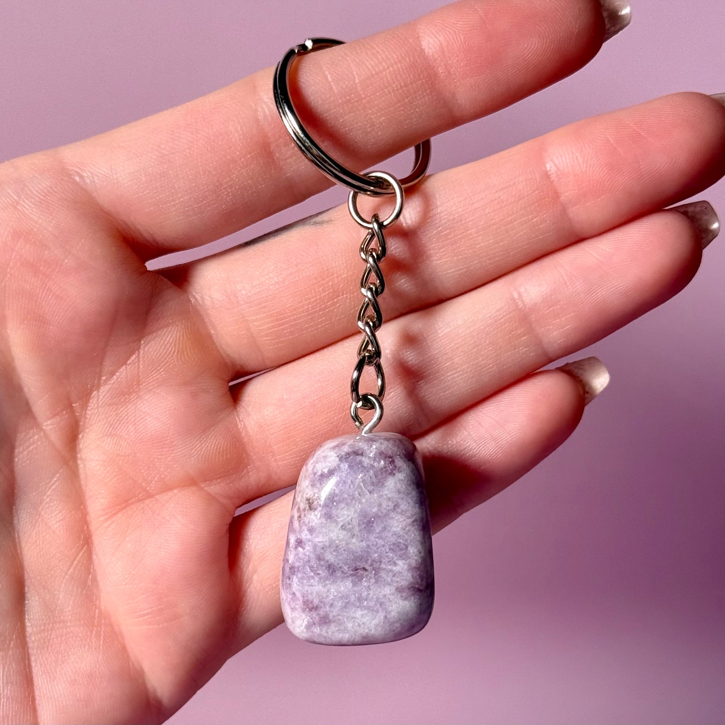 Lepidolite Crystal Keychain