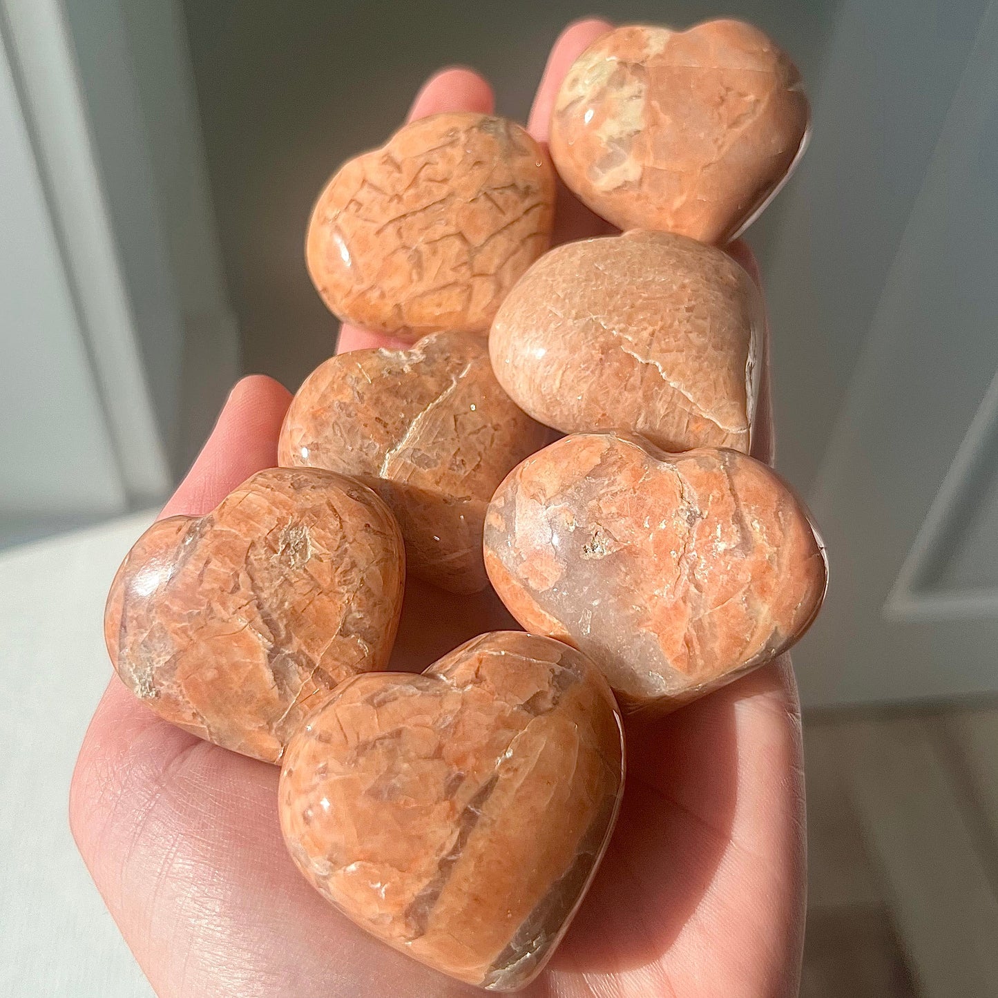 Peach Moonstone Natural Crystal Carving Heart