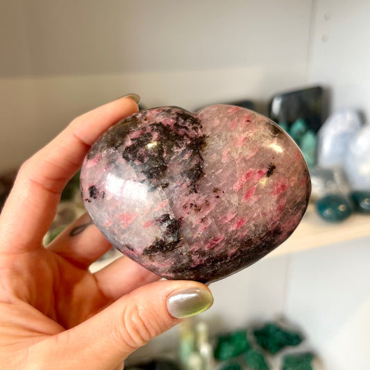 Rhodonite Quartz Large Heart