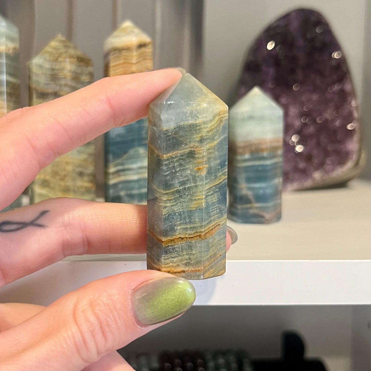 Lemurian Aquatine Calcite Tower