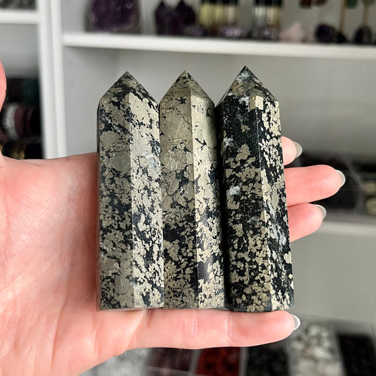 Natural Black Pyrite Tower
