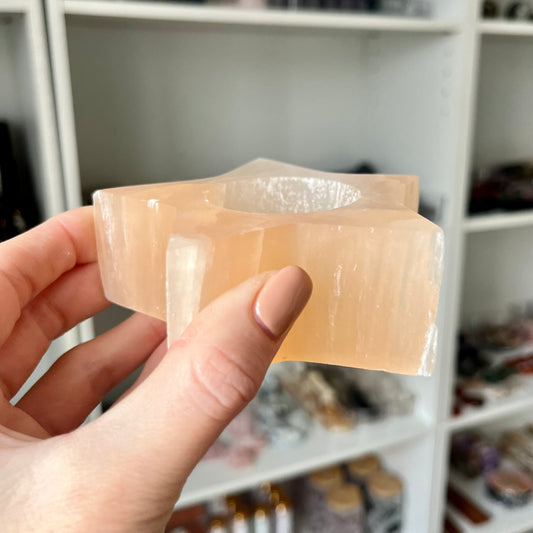 *Imperfect* Peach Selenite Tea Candle Holder