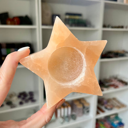 *Imperfect* Peach Selenite Tea Candle Holder