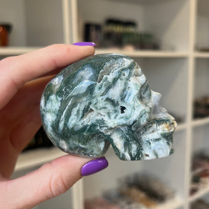 Moss Agate Skull