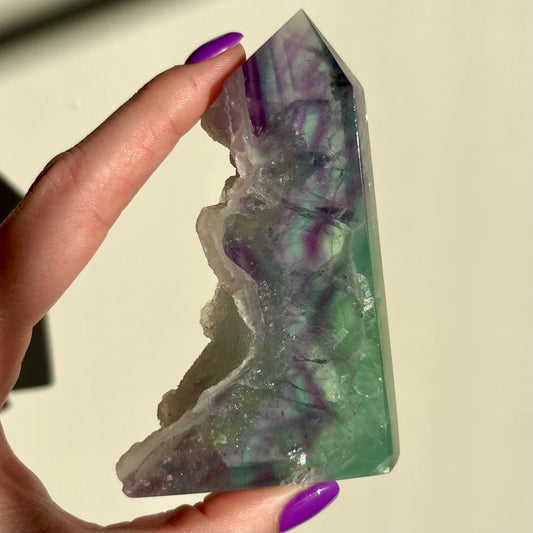 Natural Fluorite Freeforms with Druzy Sides and Prisms/Rainbows