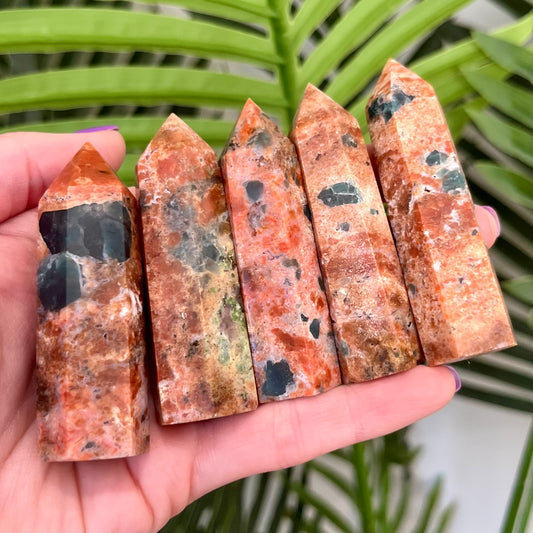 Natural Sunstone Mixed Apatite Crystal Tower Unique and Rare Crystals