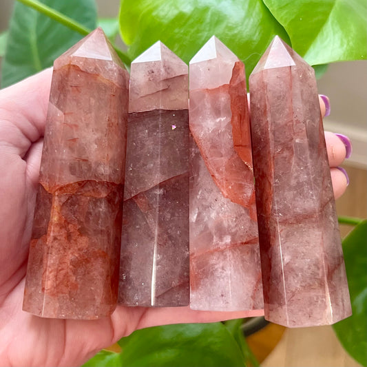 Hematoid Fire Quartz Crystal Tower with prisms