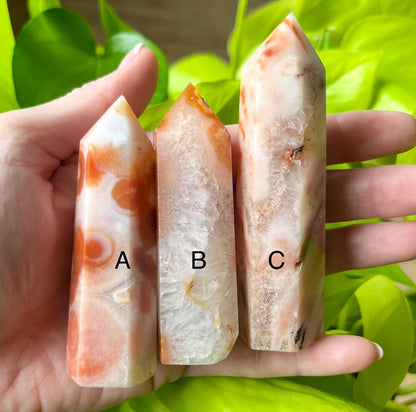 Carnelian Flower Agate Tower