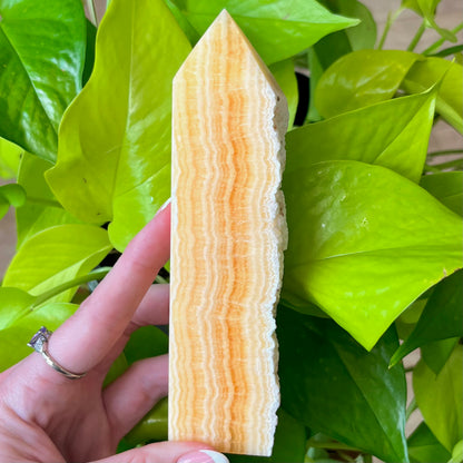 Yellow Calcite Semi Polished Tower