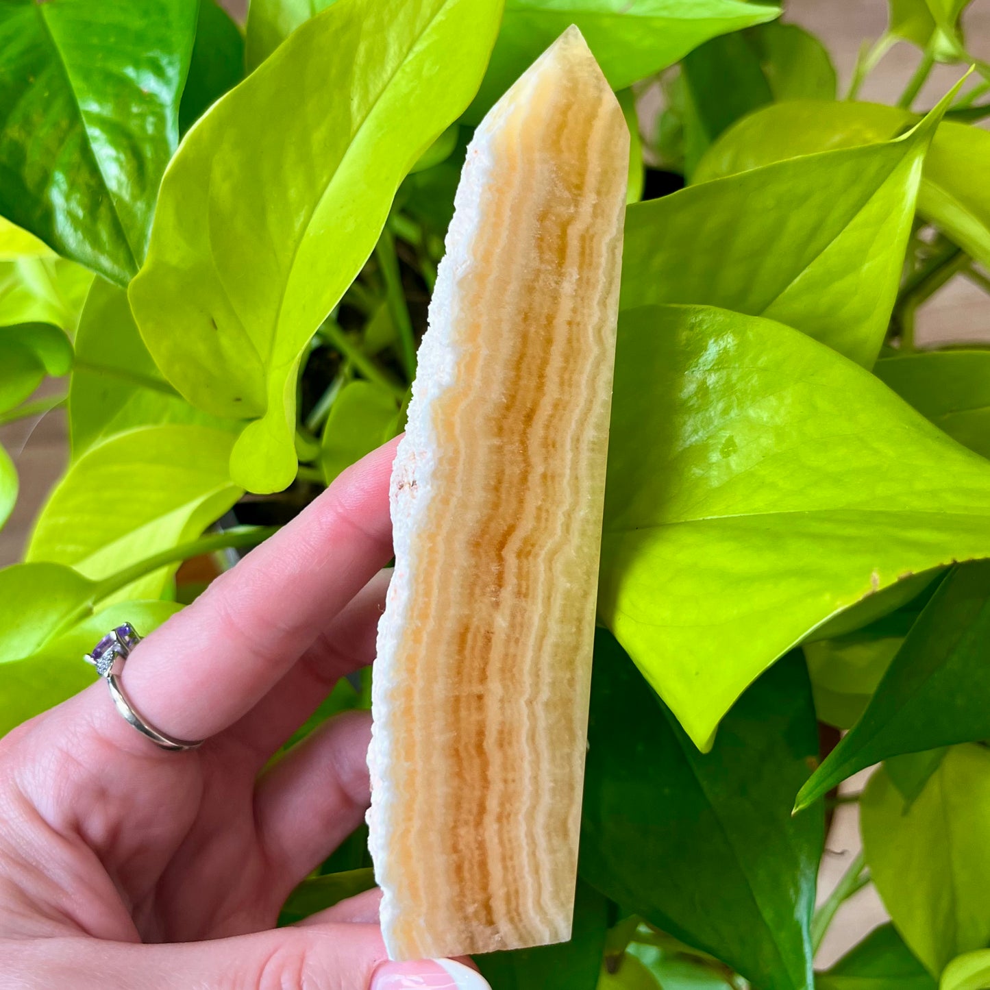 Yellow Calcite Semi Polished Tower