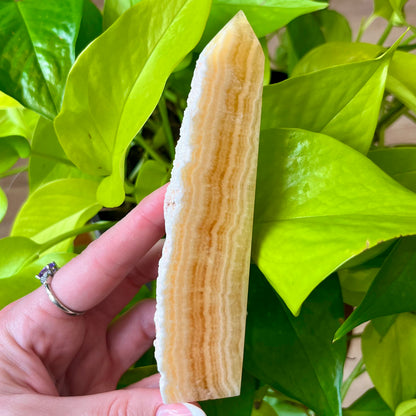 Yellow Calcite Semi Polished Tower
