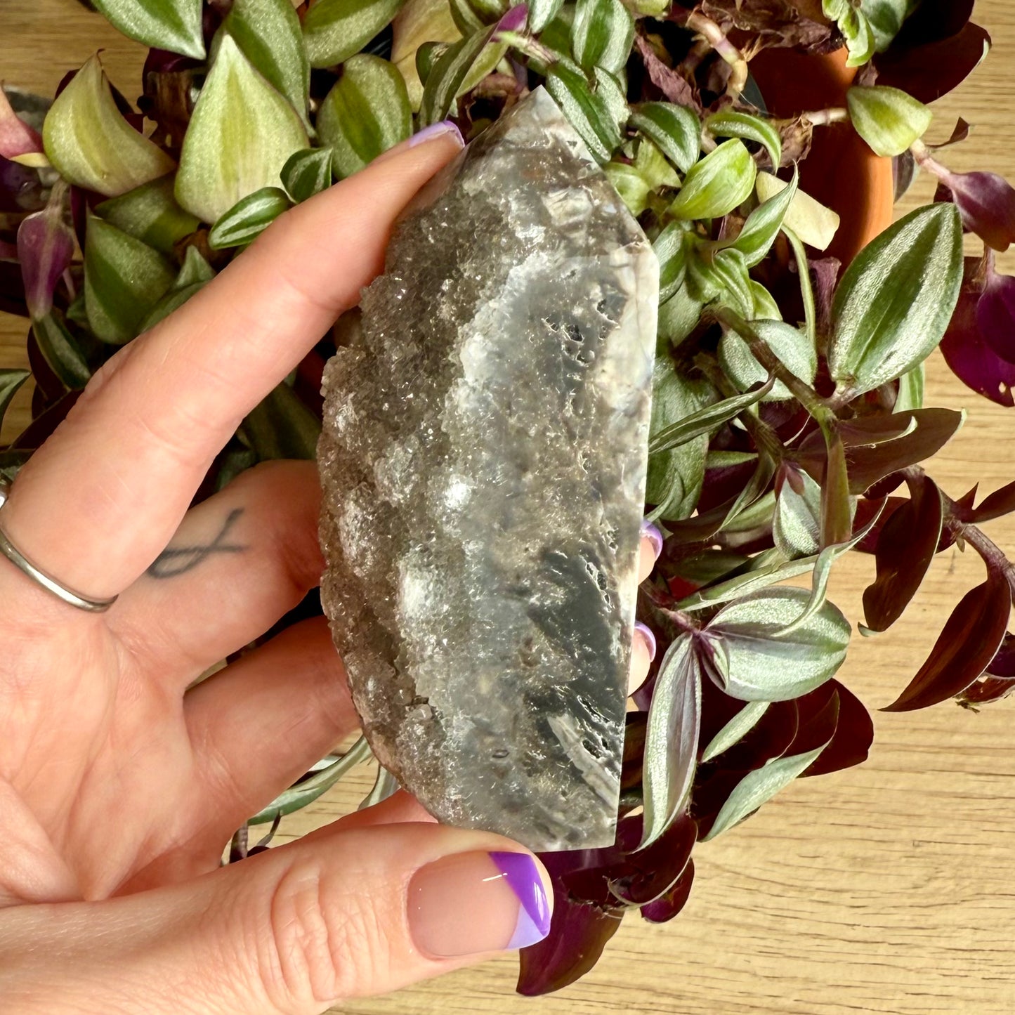 Natural Black Chalcedony Sphalerite Tower