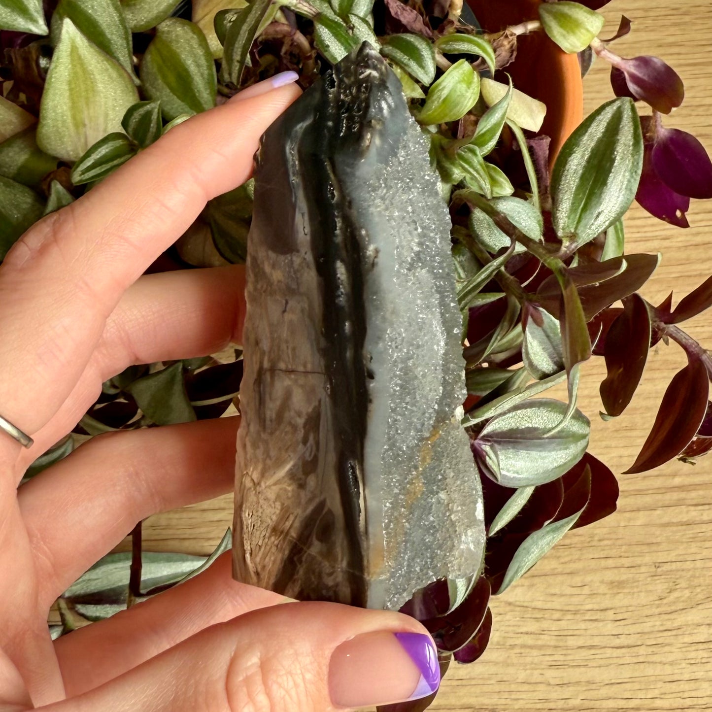 Natural Black Chalcedony Sphalerite Tower