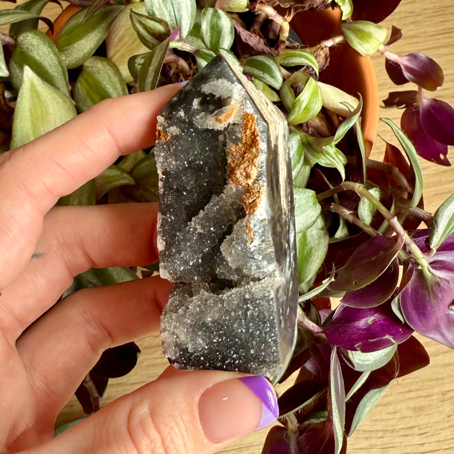 Natural Black Chalcedony Sphalerite Tower
