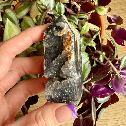 Natural Black Chalcedony Sphalerite Tower