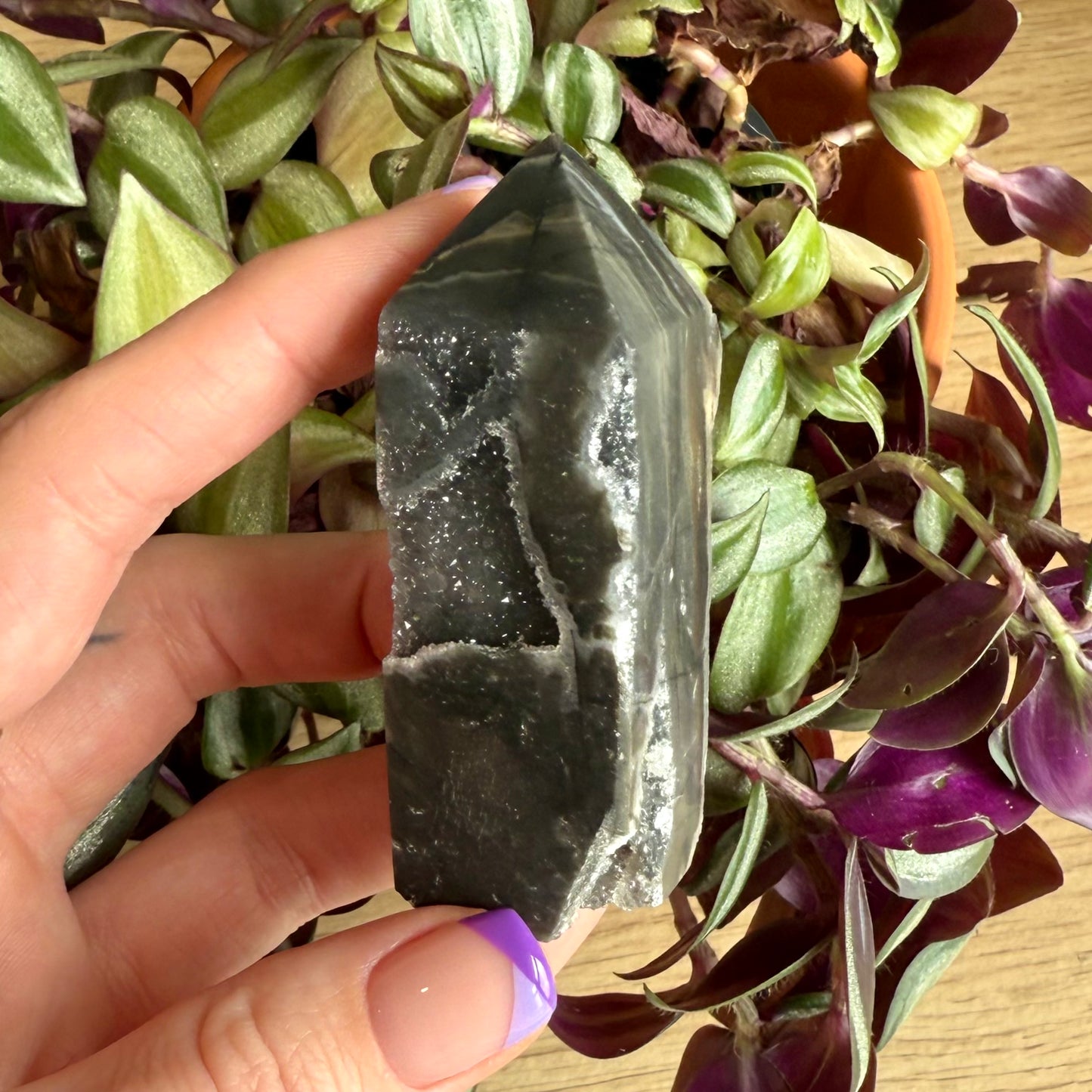 Natural Black Chalcedony Sphalerite Tower
