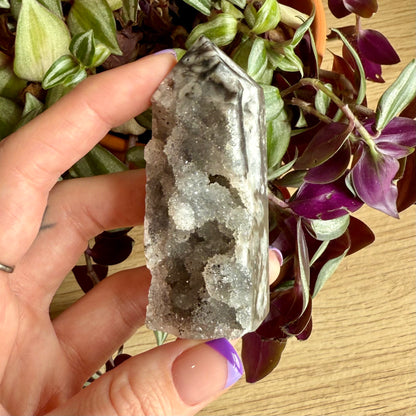 Natural Black Chalcedony Sphalerite Tower