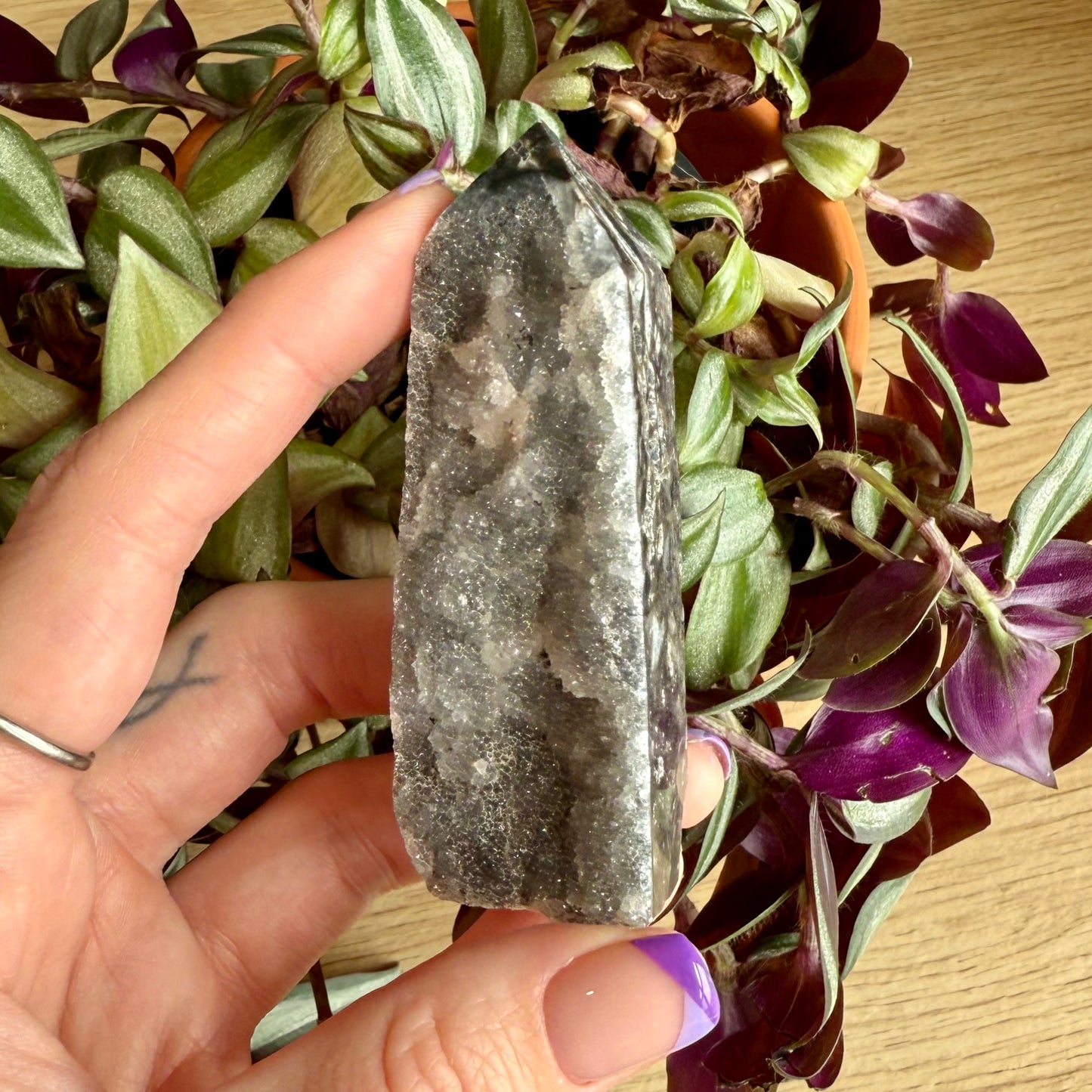 Natural Black Chalcedony Sphalerite Tower
