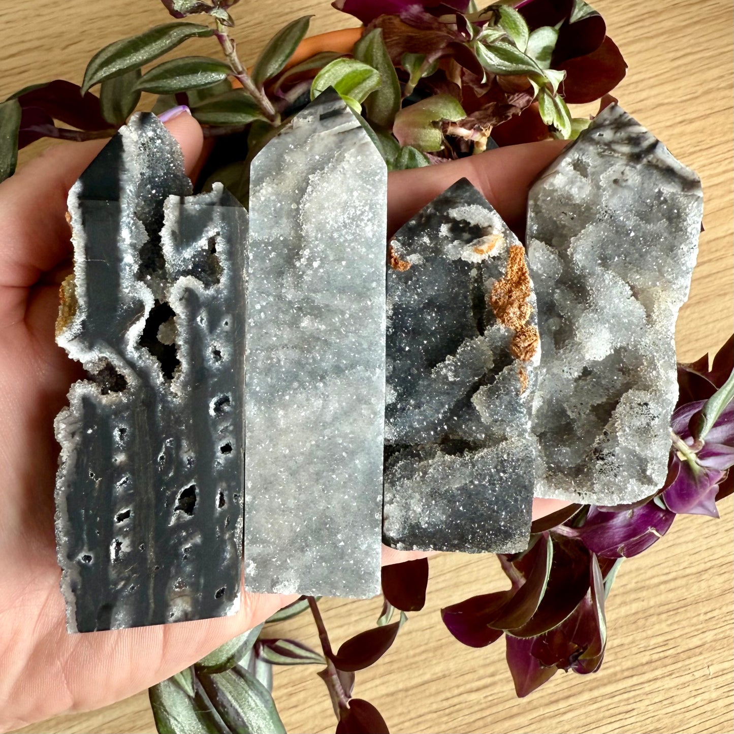 Natural Black Chalcedony Sphalerite Tower