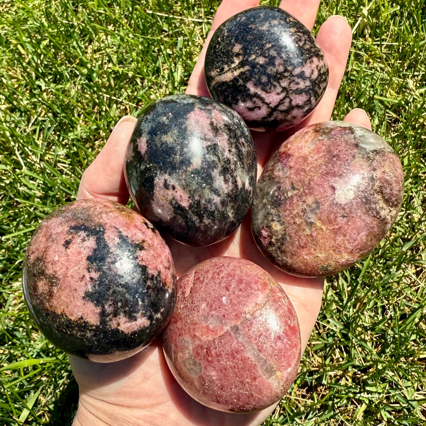 Rhodonite Palm Stone
