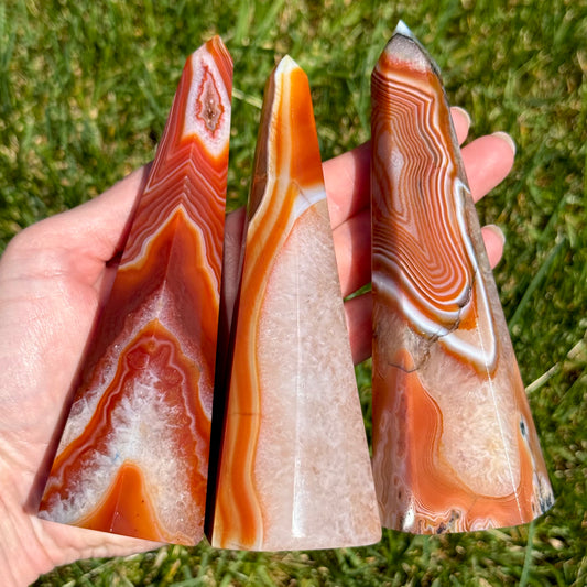 Carnelian Faceted Points