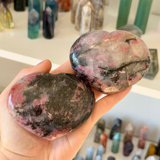 Rhodonite Quartz Large Heart