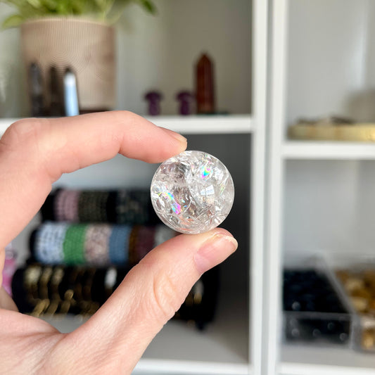 Fire and ice quartz crystal sphere